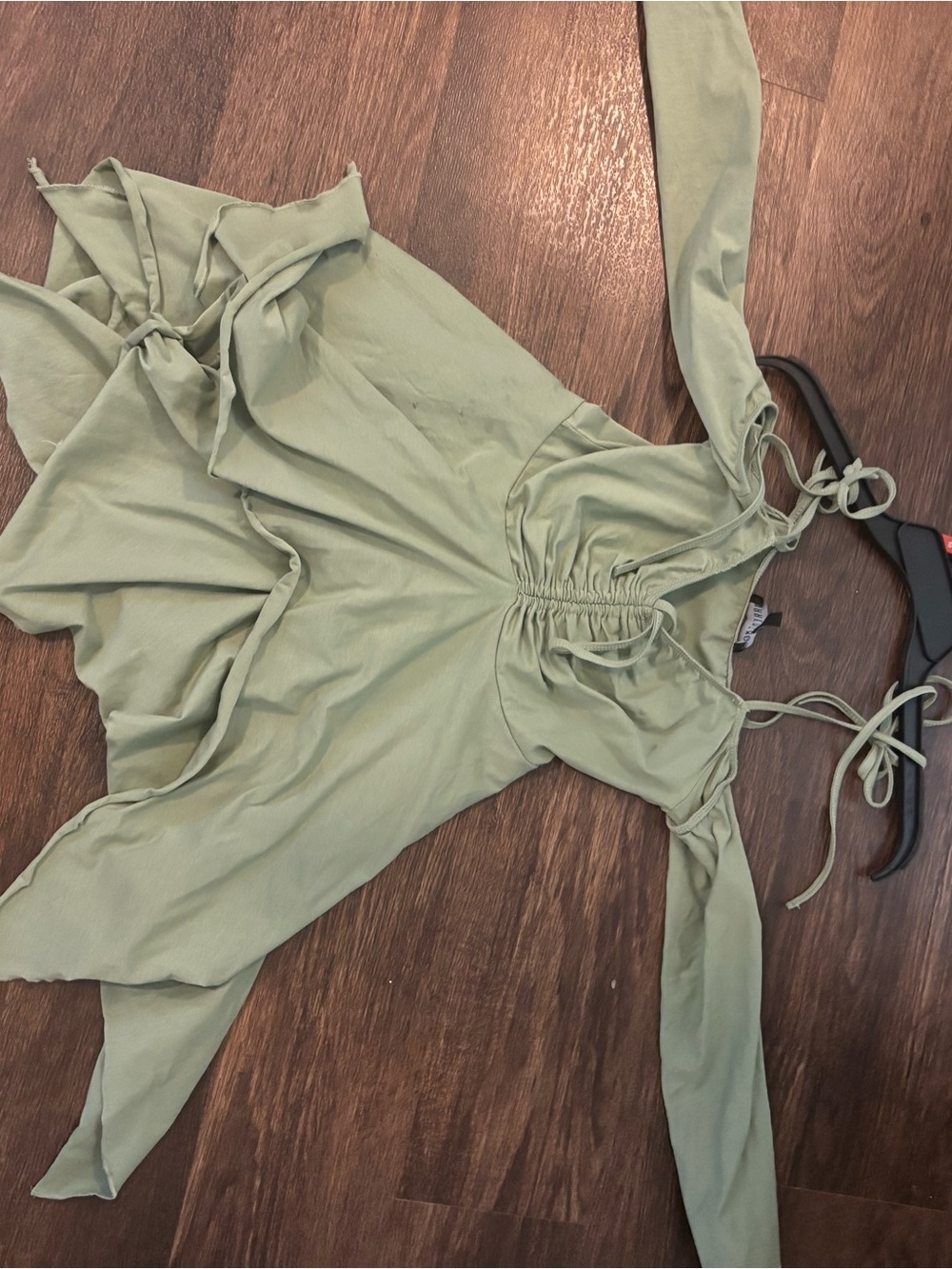 Current Mood Sage Green Asymmetrical Midi Dress